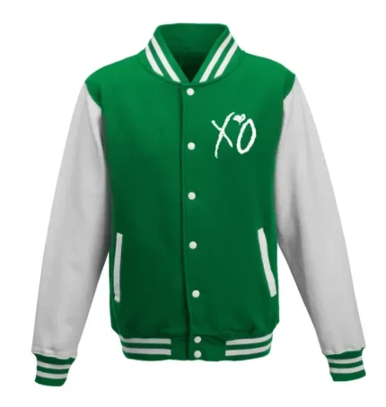 The Weeknd XO Green & White Wool Varsity Jacket